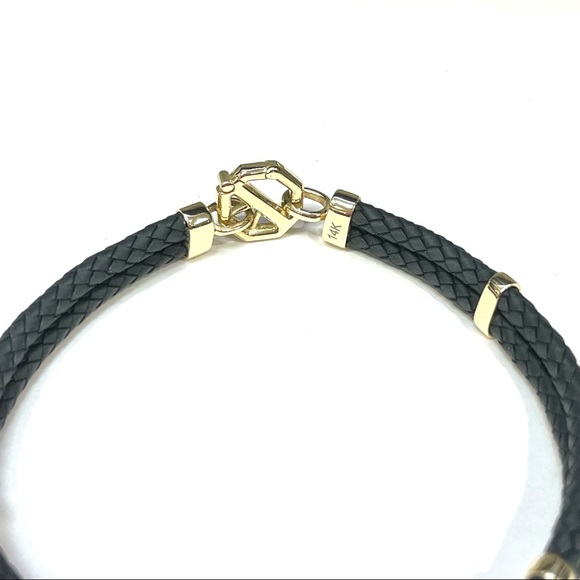 Anchor Bracelet in solid 14k Yellow Gold and Nylon 8.3” long - Picture 2 of 8